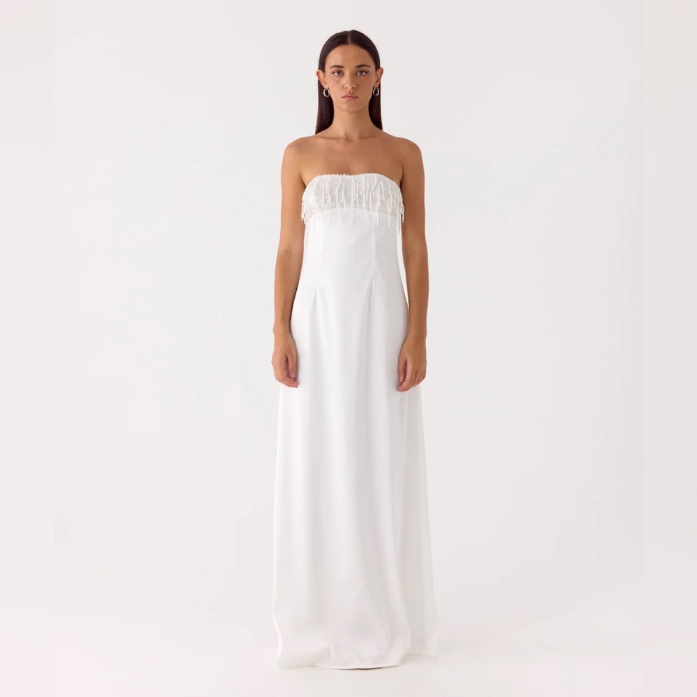 Peppermayo Strapless White Maxi Dress